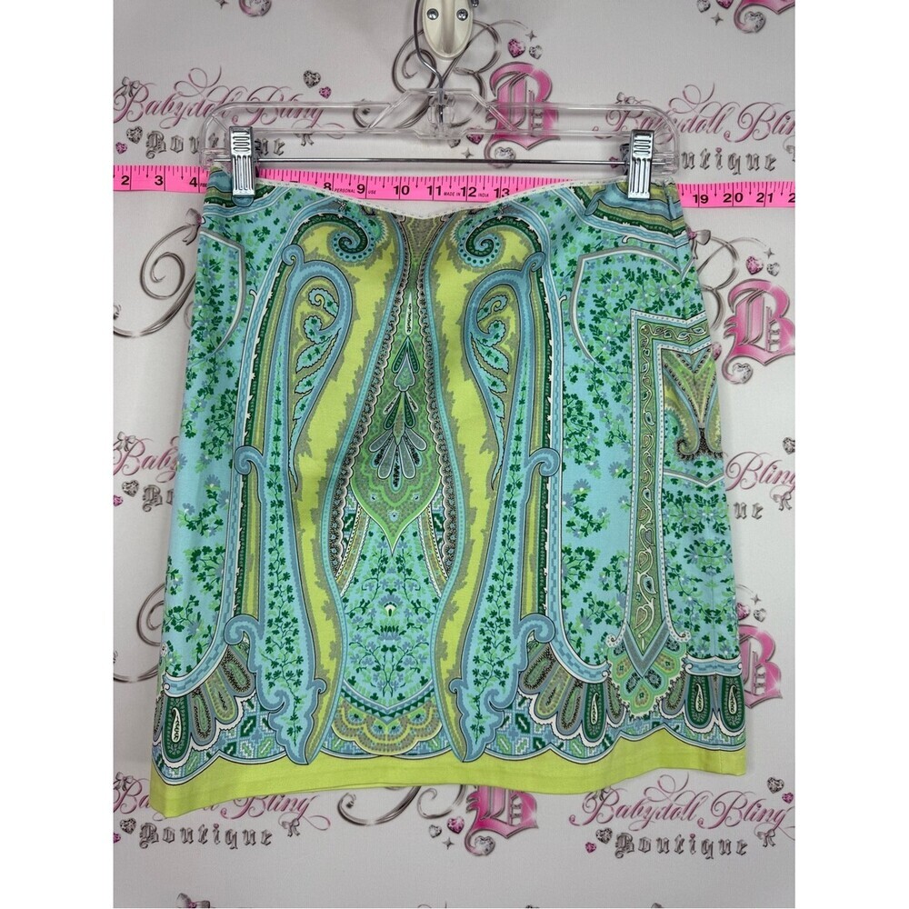 Elie Tahari mini skirt Mint, Lime & Teal Paisley Mini Skirt